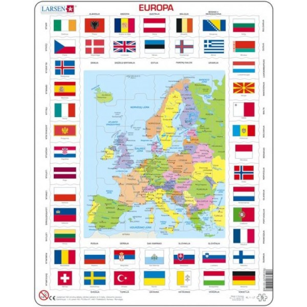 Larsen lietuviška dėlionė (puzzle) Europos Žemėlapis ir vėliavos Maxi